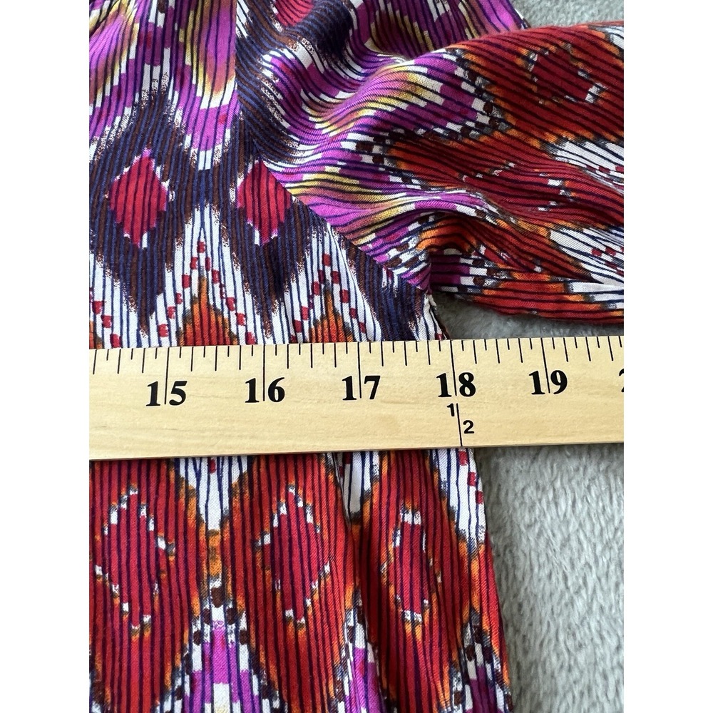 Ariat Womens Blouse Small Purple Red Boho Aztec Long Sleeve Tassel Top - Picture 4 of 6